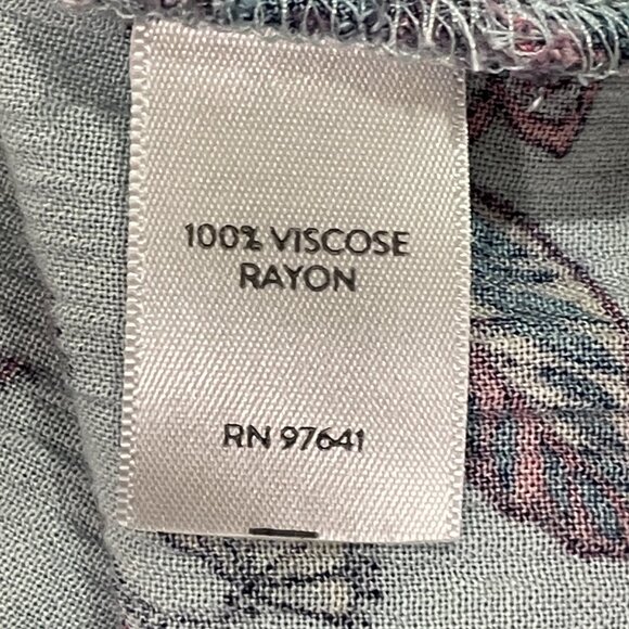 J. JILL Boho Floral Peasant Blouse 3/4 Sleeve Tassel Tie V-Neck, Aqua/Pink - XL - Picture 10 of 11